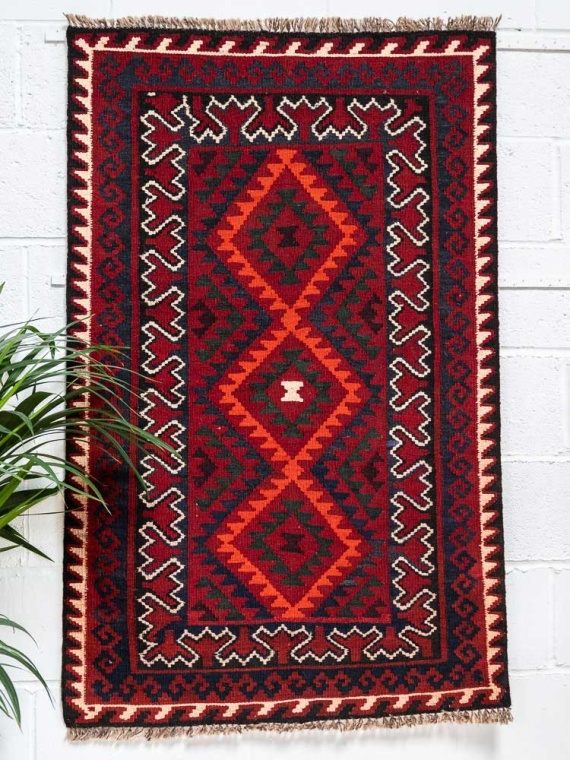 12580 Fine Afghan Ghalmouri Kilim Flatweave Rug 93x144cm (3.0 x 4.8ft)