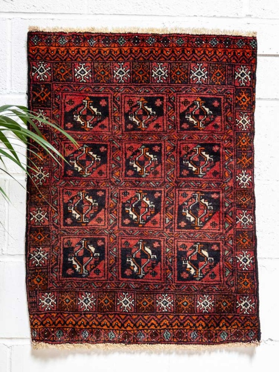 12592 Small Vintage Afghan Baluch Rug 67x87cm (2.2 x 2.10ft)