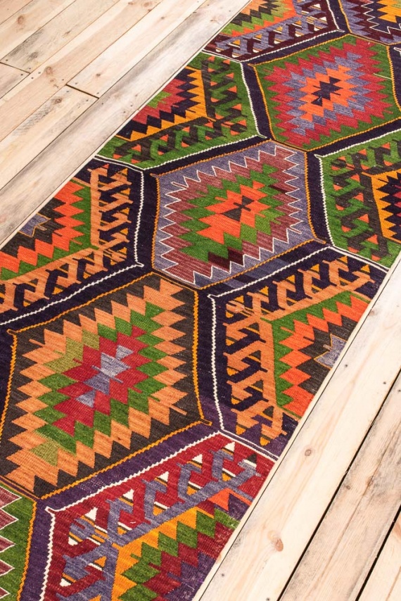 Vintage Kilim, Turkish Kilim, Runner popular Kilim, Home Decor Kilim, 29x84 inches Rainbow Kilim, Tribal Kilim, Hallway Kilim