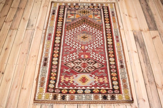 Antique Reproduction Very Fine Turkish Kilim Wool Rug - Kebabian's Rugs