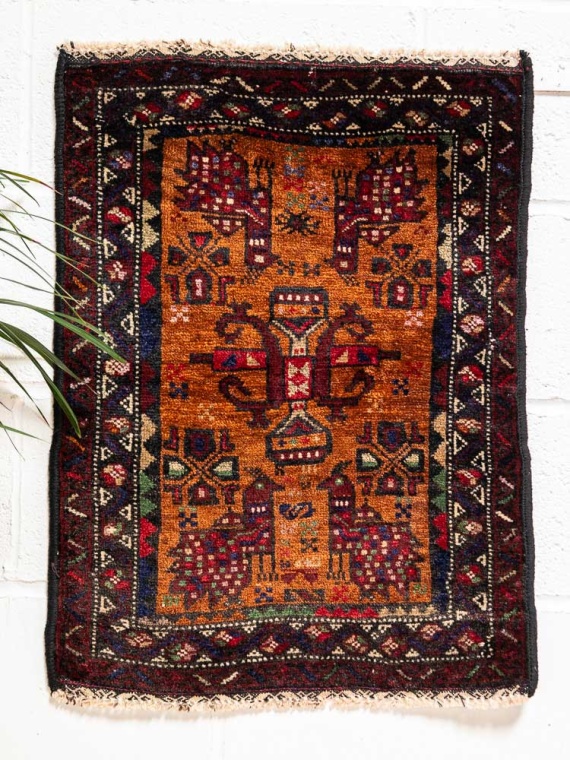12574 Small Vintage Afghan Baluch Rug 57x74cm (1.10 x 2.5ft)