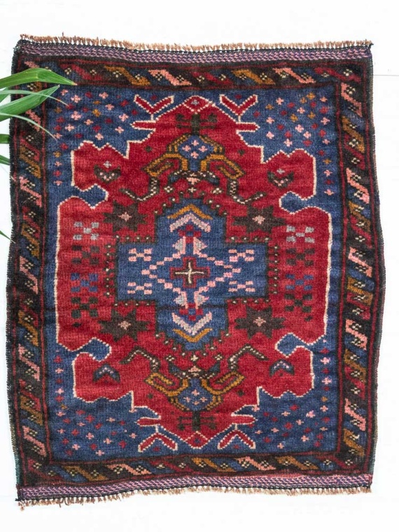 12612 Vintage Small Afghan Baluch Rug 51x62cm (1.8 x 2.0ft)