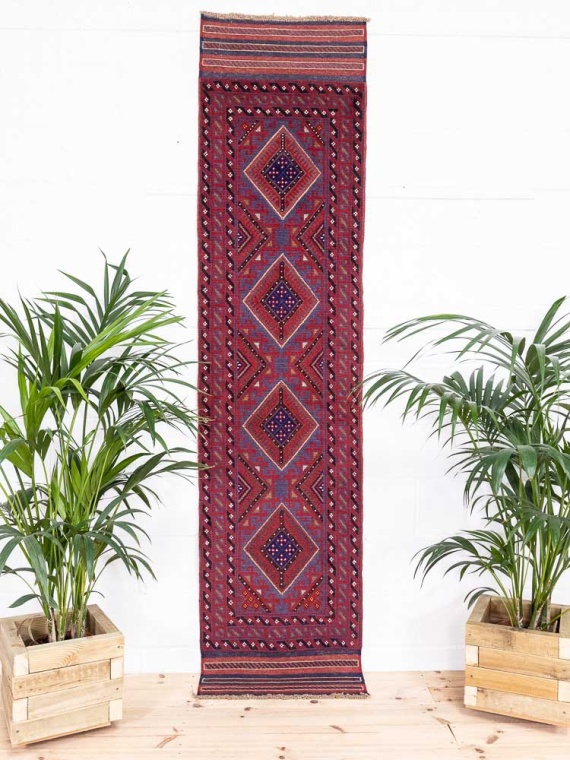 12667 Afghan Moshwani Mixed Weave Runner Rug 65x270cm (2.1 x 8.10ft)