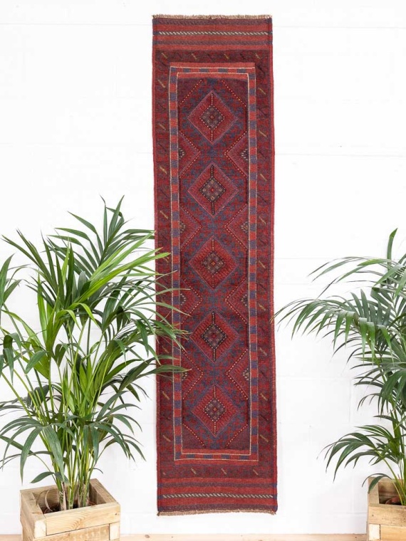 12668 Afghan Moshwani Mixed Weave Runner Rug 59x241cm (1.11 x 7.11ft)