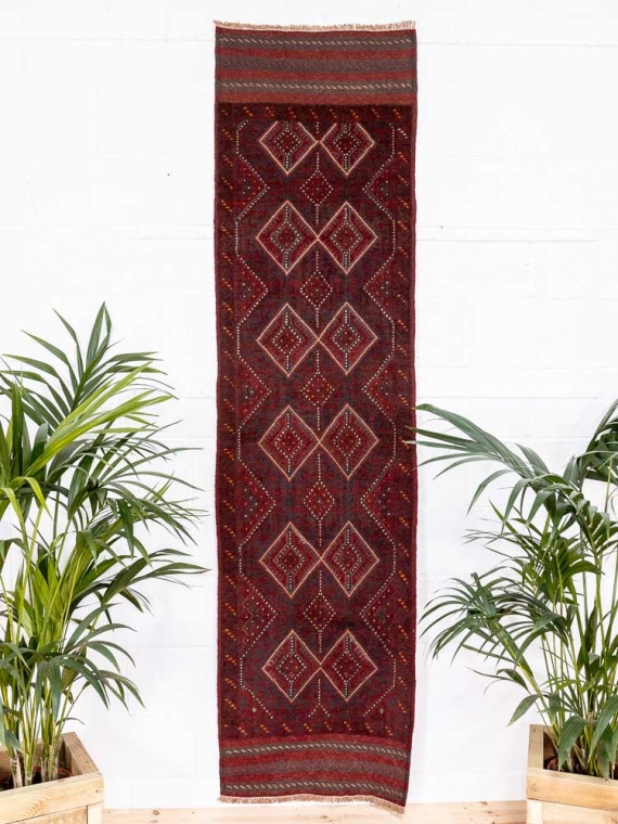 12670 Afghan Moshwani Mixed Weave Runner Rug 66x250cm (2.2 x 8.2ft)