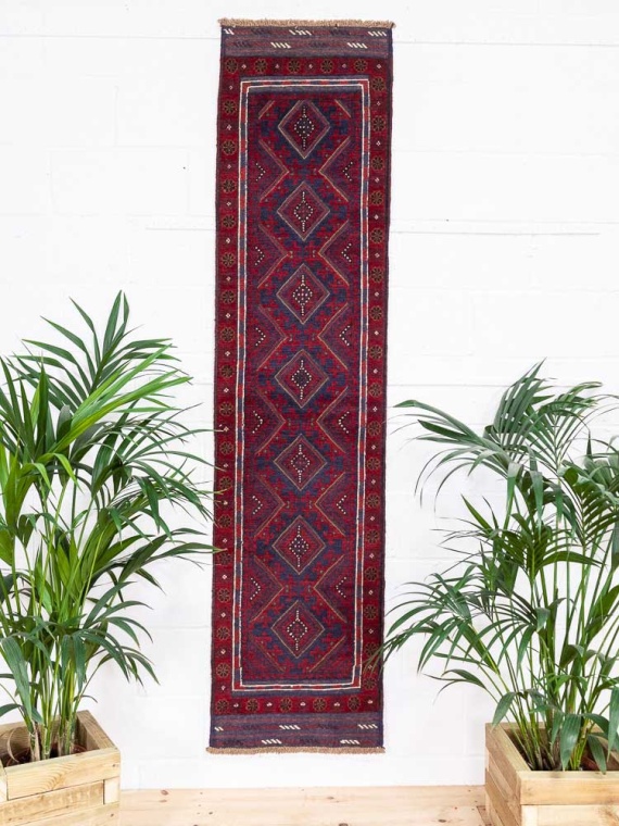 12671 Afghan Moshwani Mixed Weave Runner Rug 59x239cm (1.11 x 7.10ft)