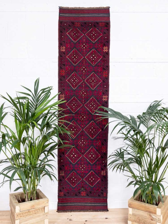 12672 Afghan Moshwani Mixed Weave Runner Rug 65x255cm (2.1 x 8.4ft)