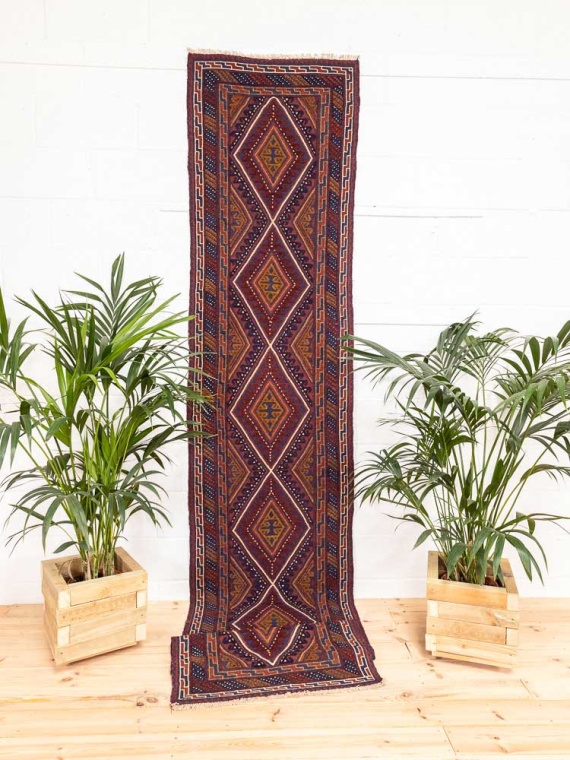 12674 Long Afghan Moshwani Mixed Weave Runner Rug 81x376cm (2.8 x 12.4ft)
