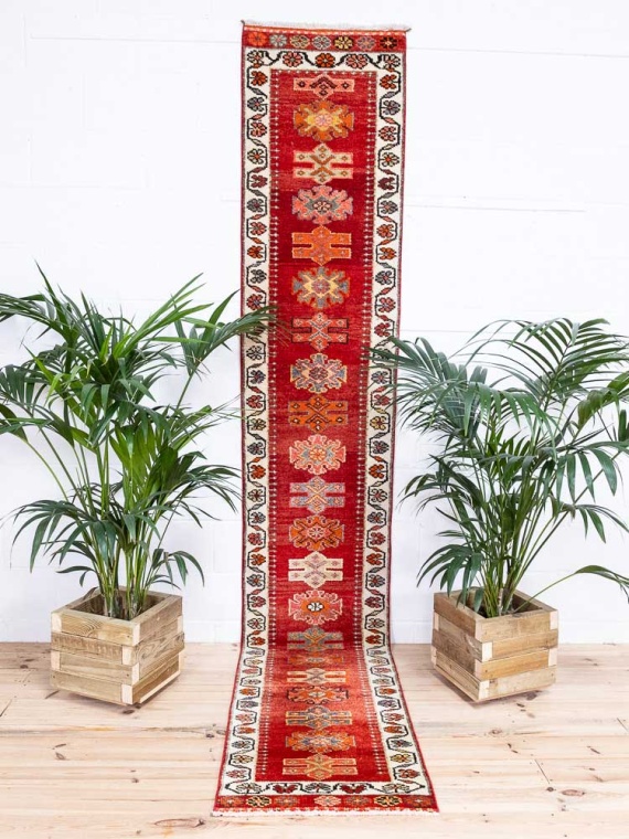 12682 Long Vintage Kurdish Herki Carpet Runner Rug 66x366cm (2.2 x 12ft)