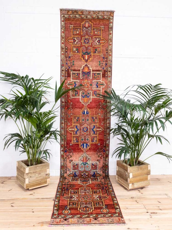 12683 Long Vintage Kurdish Herki Carpet Runner Rug 79x380cm (2.7 x 12.5ft)