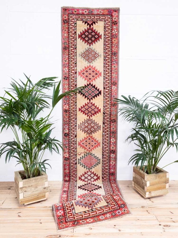 12684 Long Vintage Kurdish Herki Carpet Runner Rug 85x412cm (2.9 x 13.6ft)
