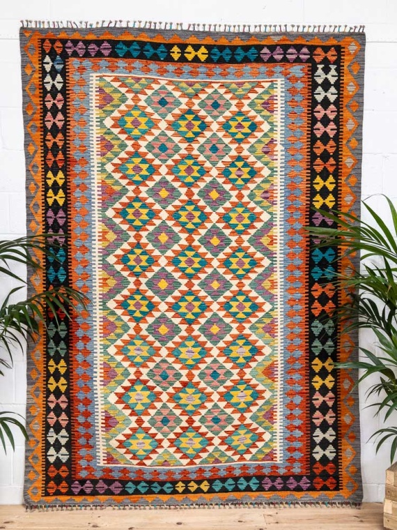 12694 Afghan Vegetable Dyed Kilim Rug 184x257cm (6.0 x 8.5ft)