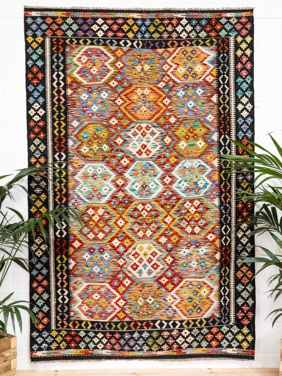 12695 Afghan Vegetable Dyed Kilim Rug 163x249cm (5.4 x 8.2ft)