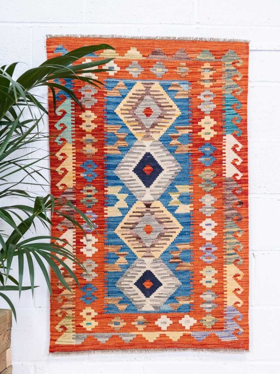 12704 Afghan Vegetable Dyed Kilim Rug 82x125cm (2.8x 4.1ft)