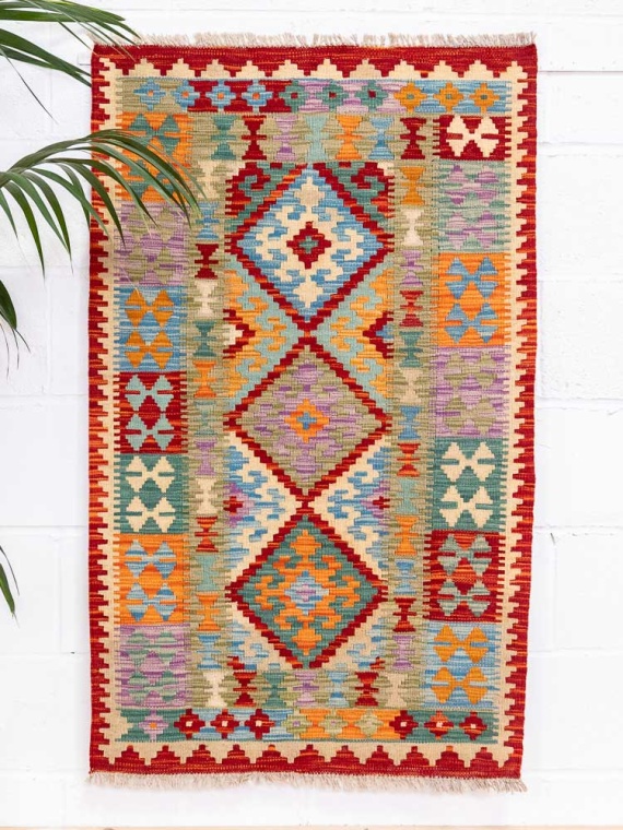 12706 Afghan Vegetable Dyed Kilim Rug 80x131cm (2.7 x 4.3ft)