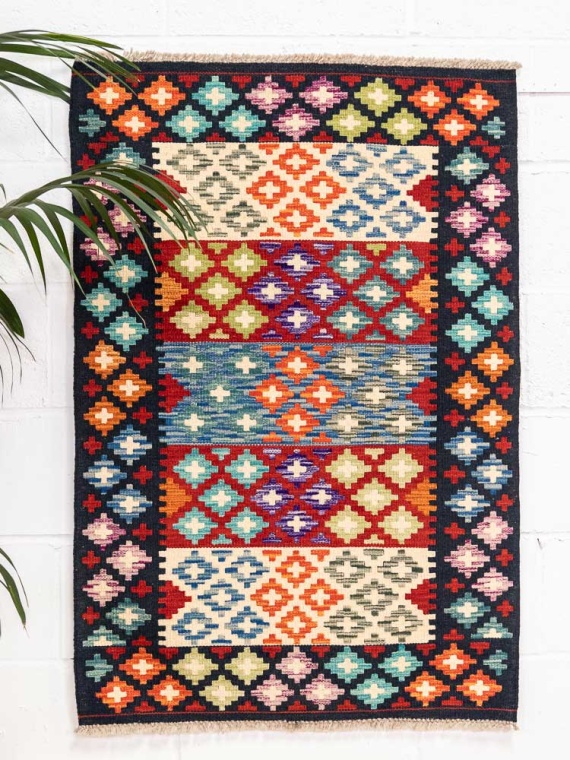 12707 Afghan Vegetable Dyed Kilim Rug 82x122cm (2.8 x 4ft)