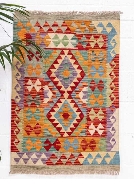 12708 Afghan Vegetable Dyed Kilim Rug 78x111cm (2.6 x 3.7ft)