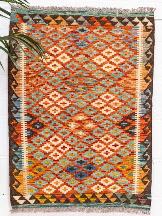 12710 Afghan Vegetable Dyed Kilim Rug 84x115cm (2.9 x 3.9ft)