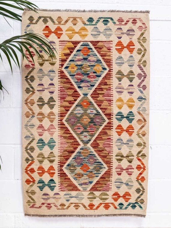 12711 Afghan Vegetable Dyed Kilim Rug 83x132cm (2.8 x 4.4ft)