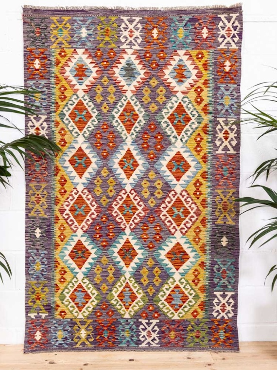 12724 Afghan Vegetable Dyed Kilim Rug 125x204cm (4.1 x 6.8ft)