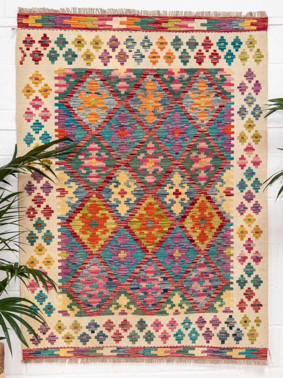 12731 Afghan Vegetable Dyed Kilim Rug 127x175cm (4.2 x 5.8ft)