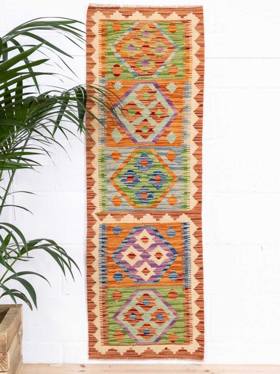 12743 Afghan Vegetable Dyed Kilim Runner Rug 52x155cm (1.8 x 5.1ft)