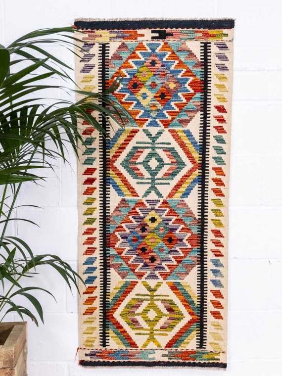 12745 Afghan Vegetable Dyed Kilim Runner Rug 67x150cm (2.2 x 4.11ft)