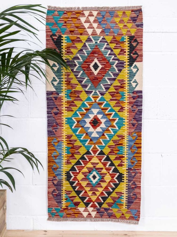 12746 Afghan Vegetable Dyed Kilim Runner Rug 65x142cm (2.1 x 4.8ft)