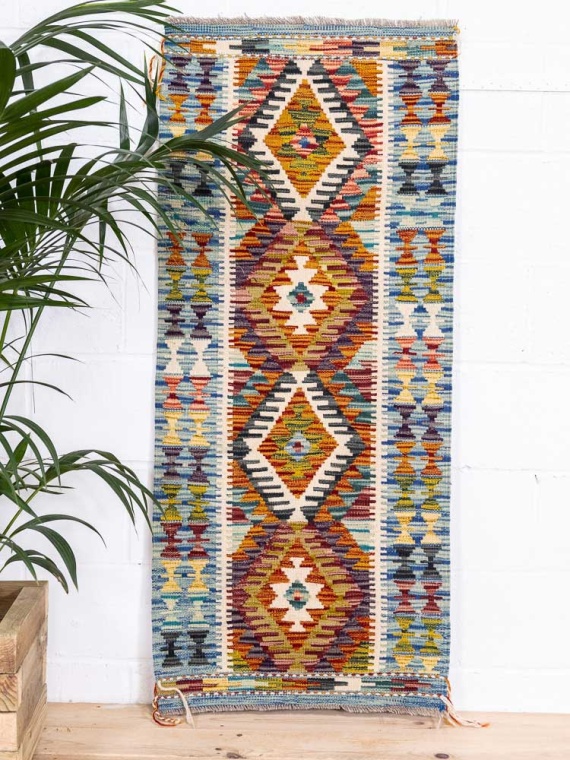 12748 Afghan Vegetable Dyed Kilim Runner Rug 65x148cm (2.1 x 4.10ft)