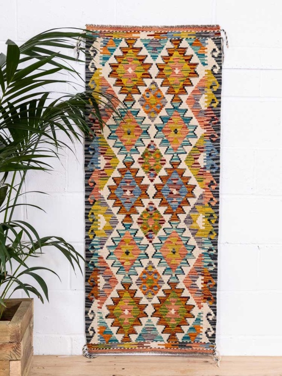 12749 Afghan Vegetable Dyed Kilim Runner Rug 63x152cm (2.0 x 4.11ft)