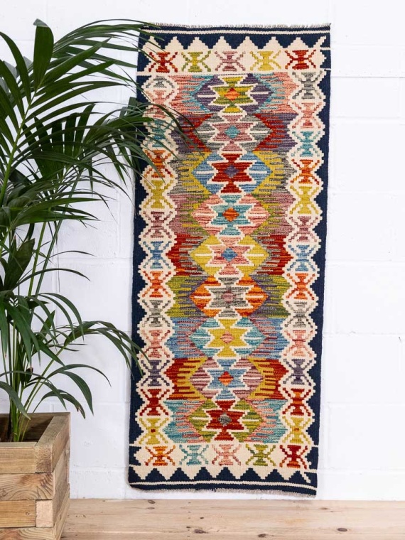 12750 Afghan Vegetable Dyed Kilim Runner Rug 61x148cm (2 x 4.10ft)