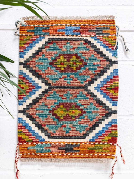 12766 Small Afghan Vegetable Dyed Kilim Rug 41x57cm (1.4 x 1.10ft)