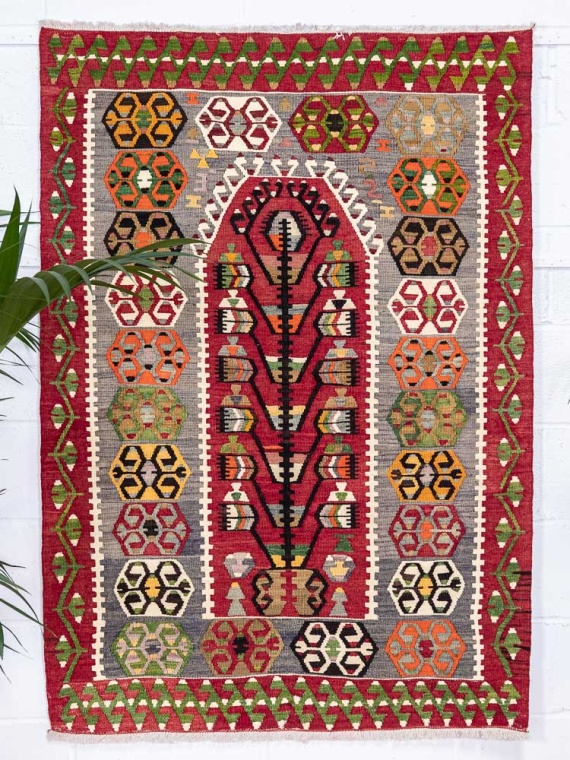 12785 Vintage Turkish Esme Kilim Rug 114x163cm (3.9 x 5.4ft)