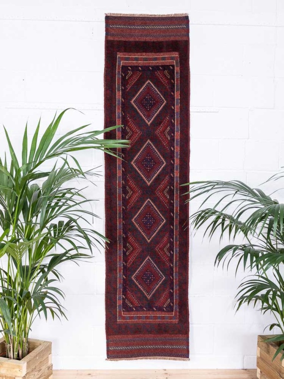 12796 Afghan Mixed Weave Moshwani Runner Rug 60x246cm (1.11 x 8.1ft)