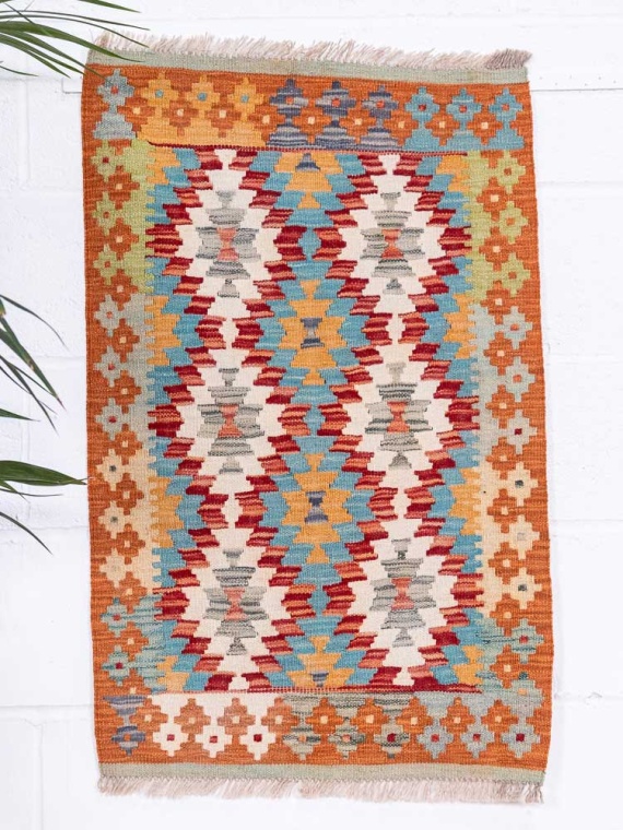 12807 Small Afghan Vegetable Dyed Kilim Rug 61x97cm (2 x 3.2ft)