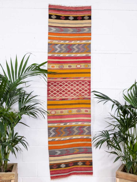 12869 Vintage Turkish Acipayam Runner Rug 62x245cm (2.0 x 8.0ft)