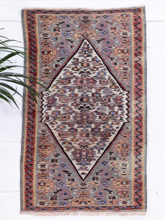 12873 Small Vintage Van Senneh Kilim Rug 60x98cm (1.11 x 3.2ft)