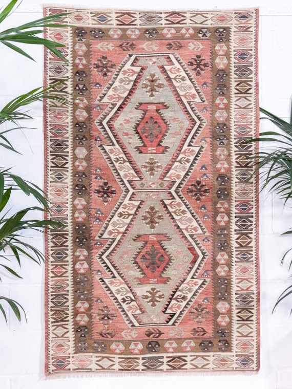 12886 Turkish Vintage Adana Kilim Rug 107x179cm (3.6 x 5.10ft)