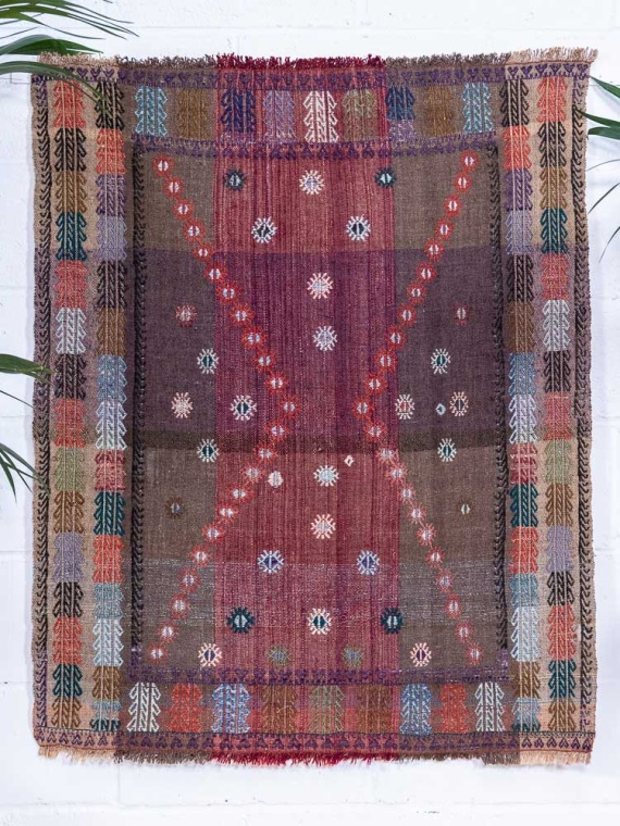 12887 Vintage Turkish Konya Karapinar Kilim Rug 98x120cm (3.2 x 3.11ft)