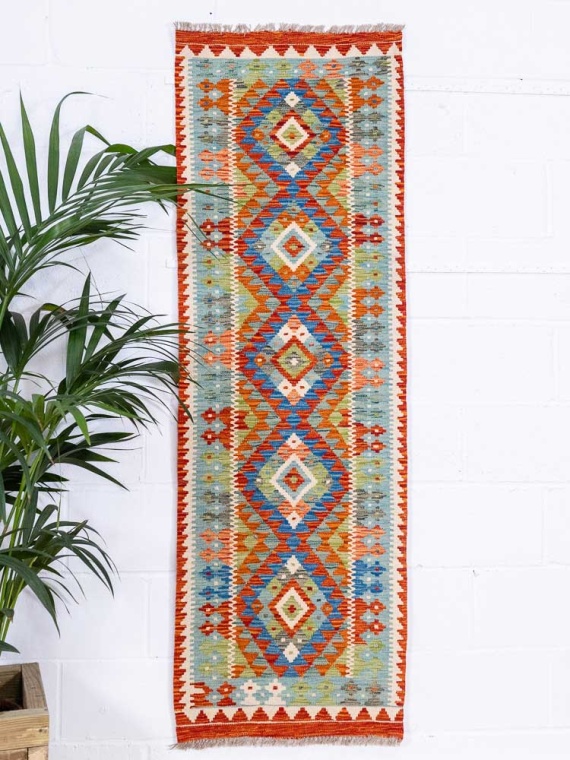 12892 Afghan Vegetable Dyed Kilim Runner Rug 63x194cm (2.0 x 6.4ft)