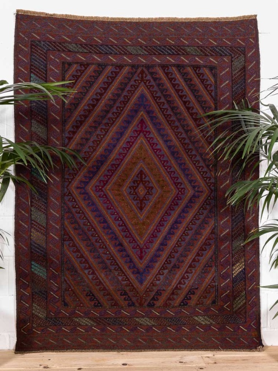 12906 Afghan Moshwani Mixed Weave Rug 146x199cm (4.9 x 6.6ft)