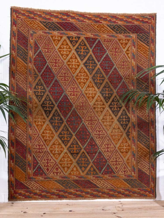 12907 Afghan Moshwani Mixed Weave Rug 152x189cm (4.11 x 6.2ft)