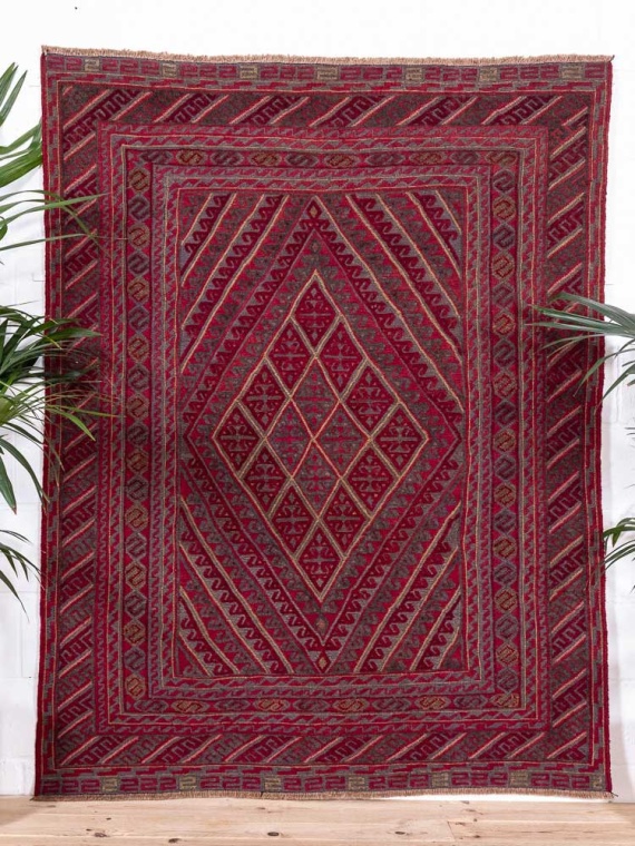 12908 Afghan Moshwani Mixed Weave Rug 152x189cm (4.11 x 6.2ft)