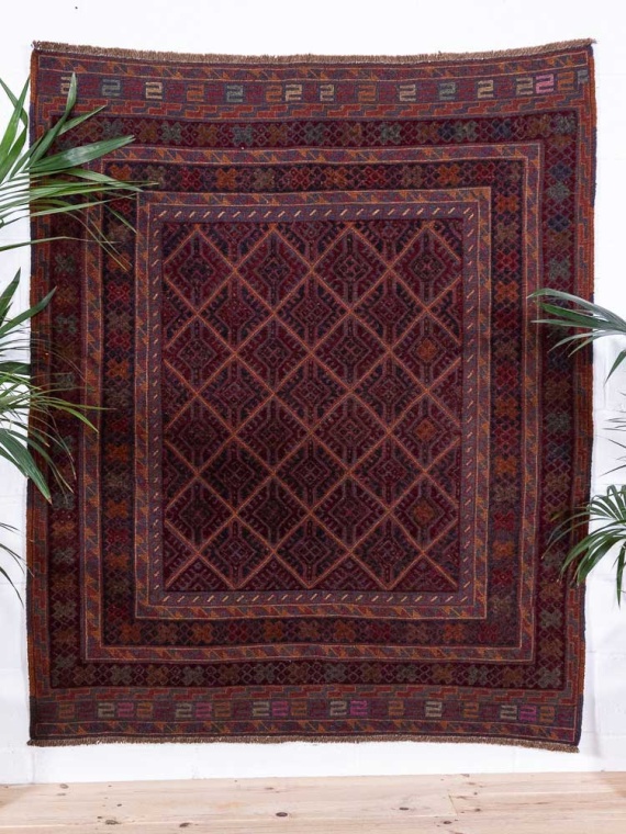 12910 Afghan Moshwani Mixed Weave Rug 153x188cm (5 x 6.2ft)