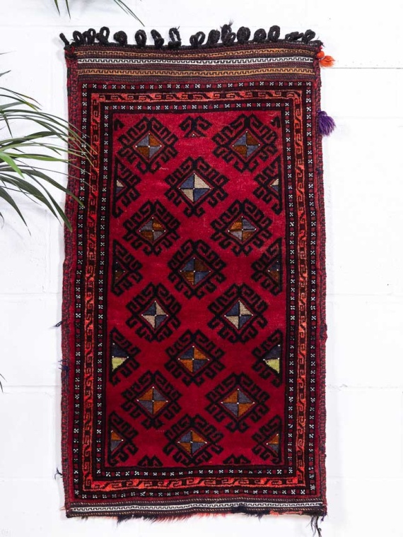 12922 Large Afghan Baluch Vintage Carpet Floor Cushion 66x120cm (2.2 x 3.11ft)