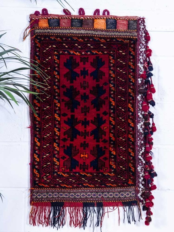 12923 Large Afghan Baluch Vintage Carpet Floor Cushion 56x96cm (1.10 x 3.1ft)