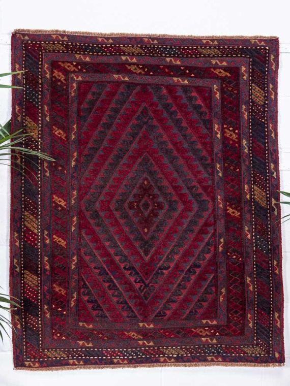 12946 Afghan Moshwani Mixed Weave Rug 119x144cm (3.11 x 4.8ft)