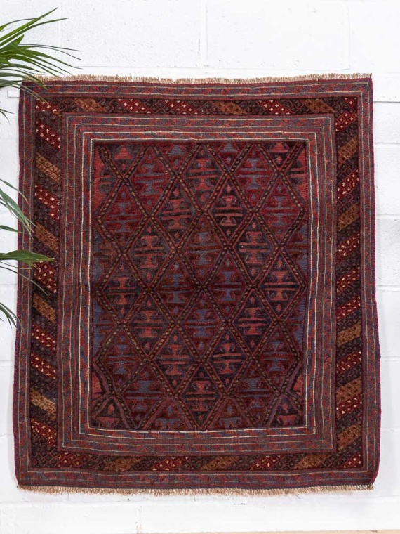 12947 Afghan Moshwani Mixed Weave Rug 115x127cm (3.9 x 4.2ft)