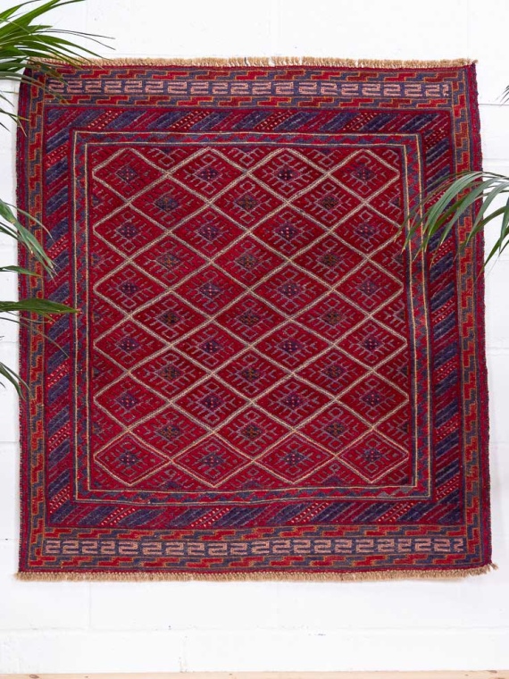 12948 Afghan Moshwani Mixed Weave Rug 112x120cm (3.8 x 3.11ft)