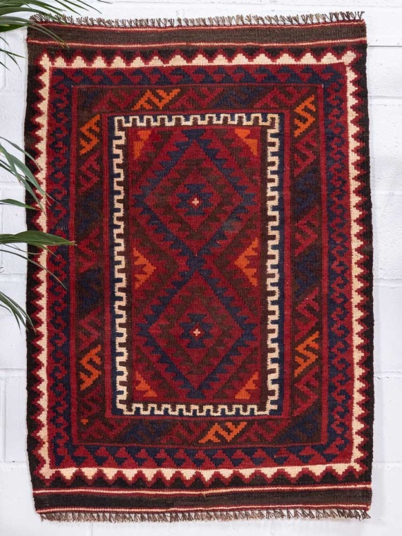 12951 Fine Afghan Ghalmouri Kilim Rug 87x122cm (2.10 x 4ft)